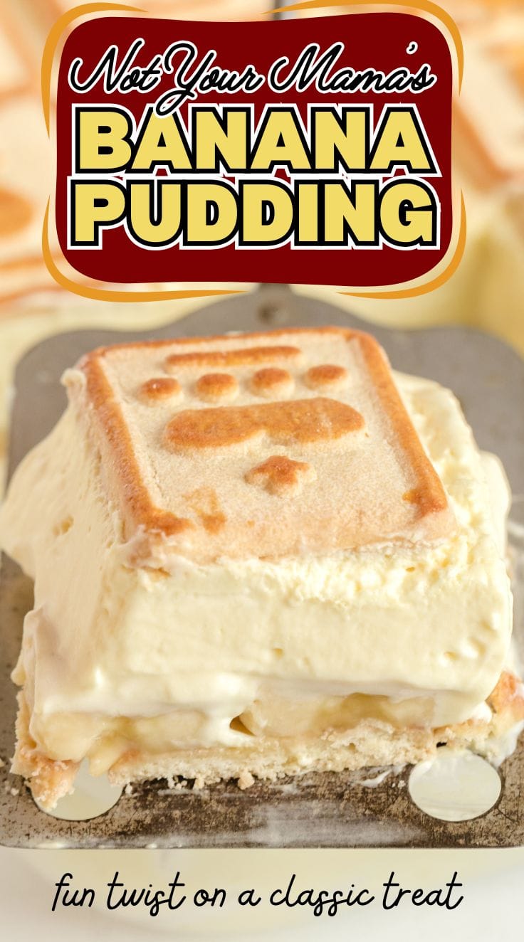 A slice of Chessman Banana Pudding on a server