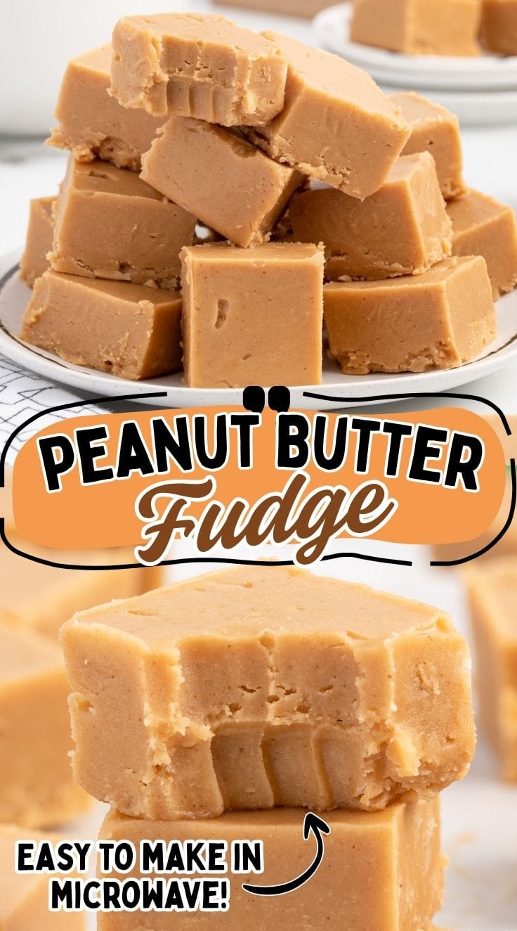 A pile of Peanut Butter Fudge served on a white plate