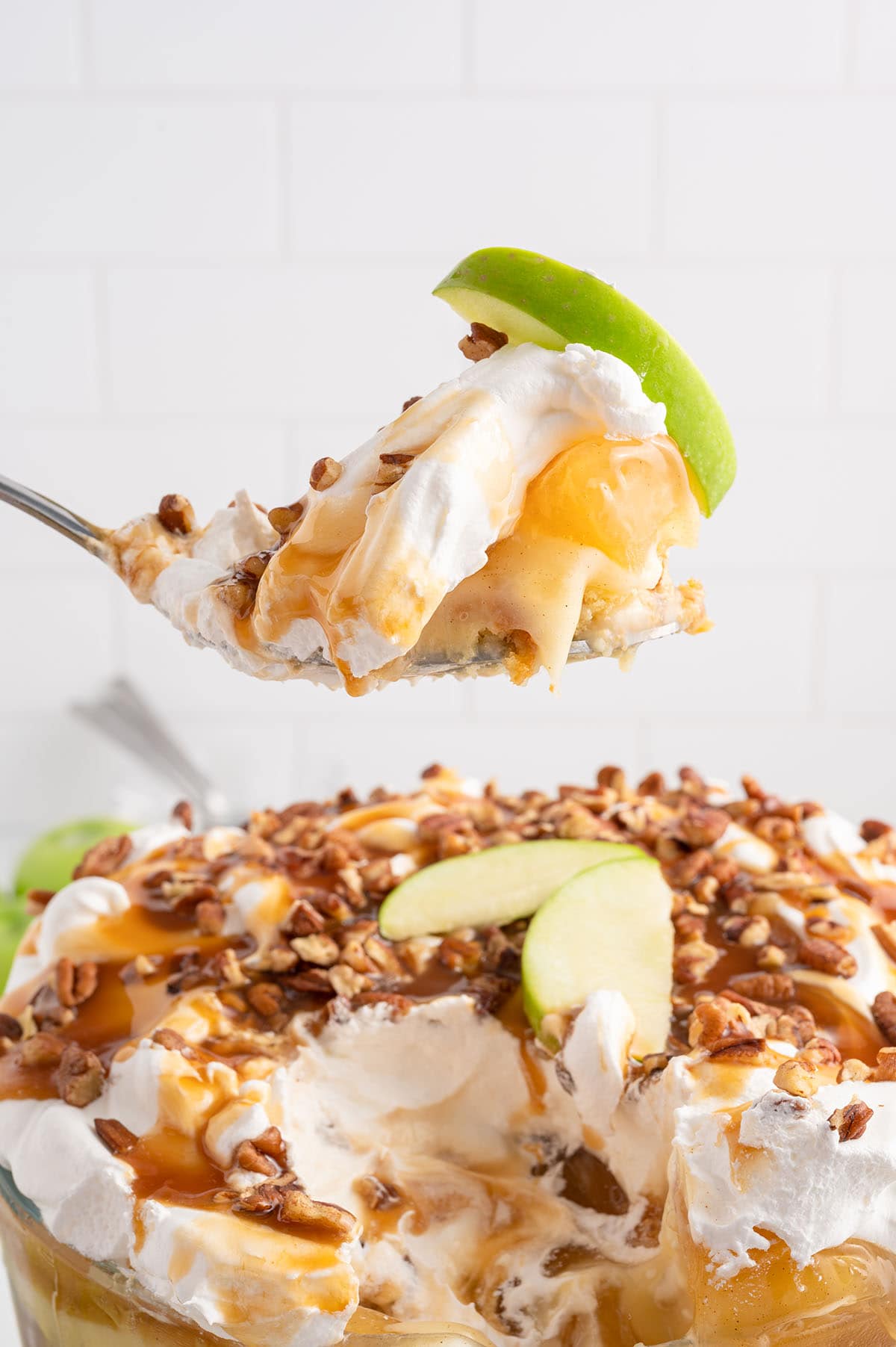 a spoonful of Caramel Apple Trifle.