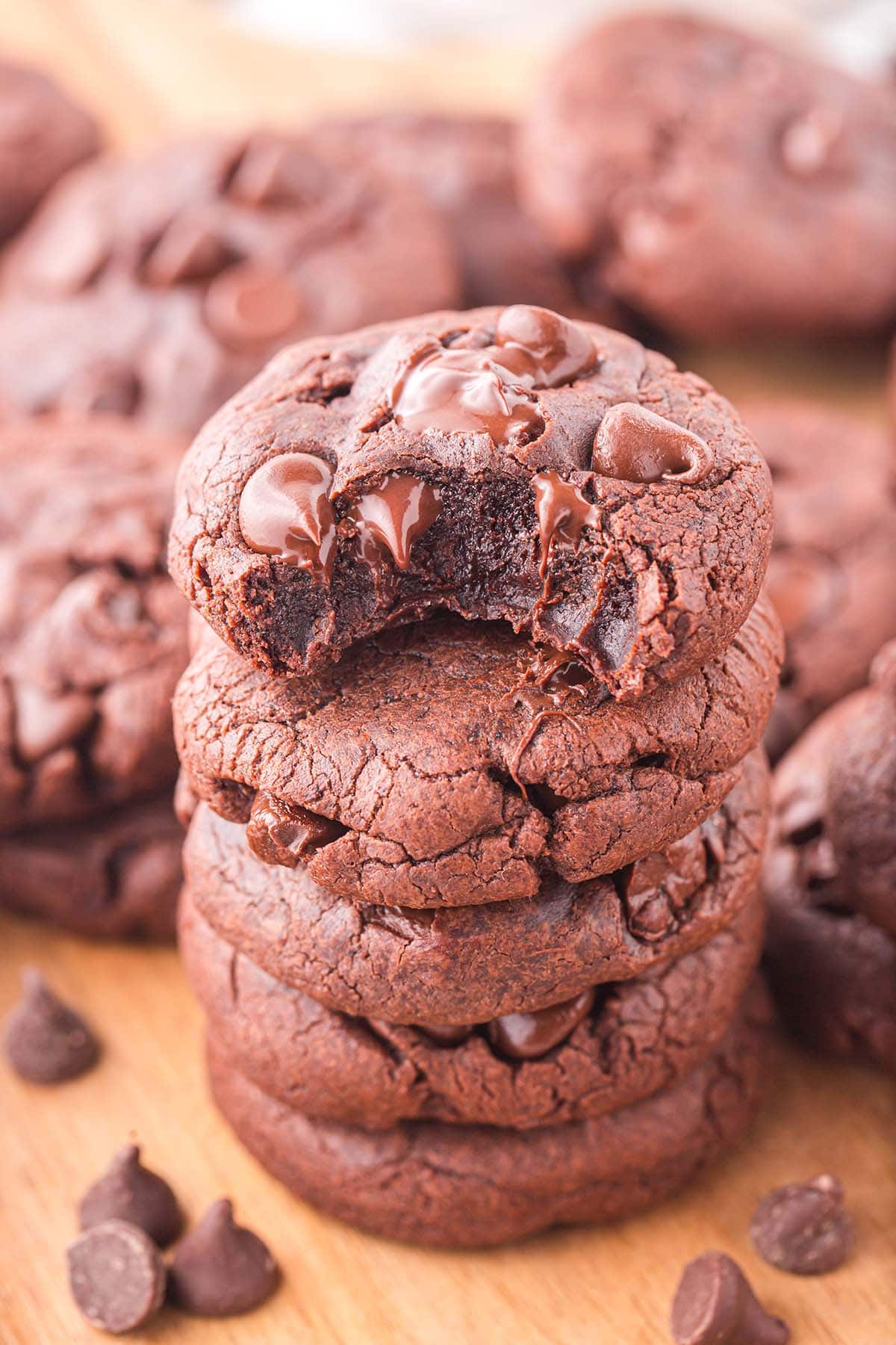 a couple of Brownie Mix Cookies on the table.
