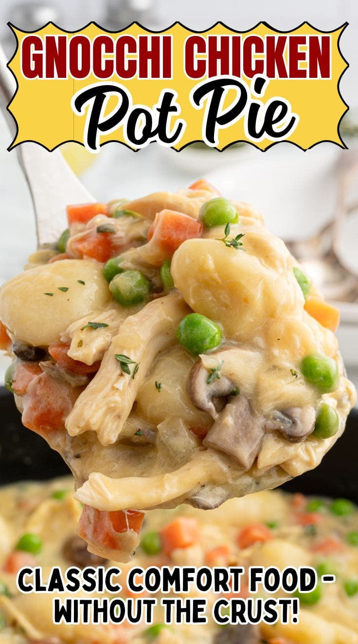 Creamy Gnocchi Chicken Pot Pie in a spoon