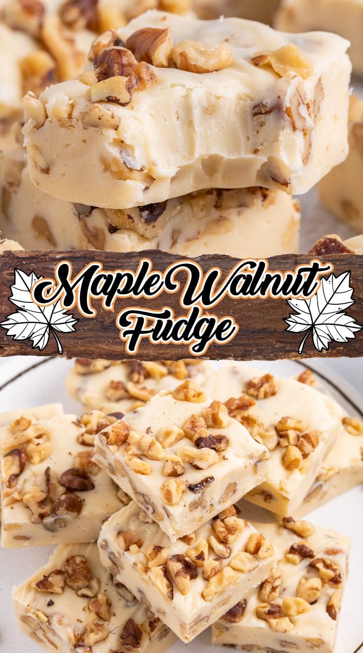 A pile of Maple Walnut Fudge served on a plate
