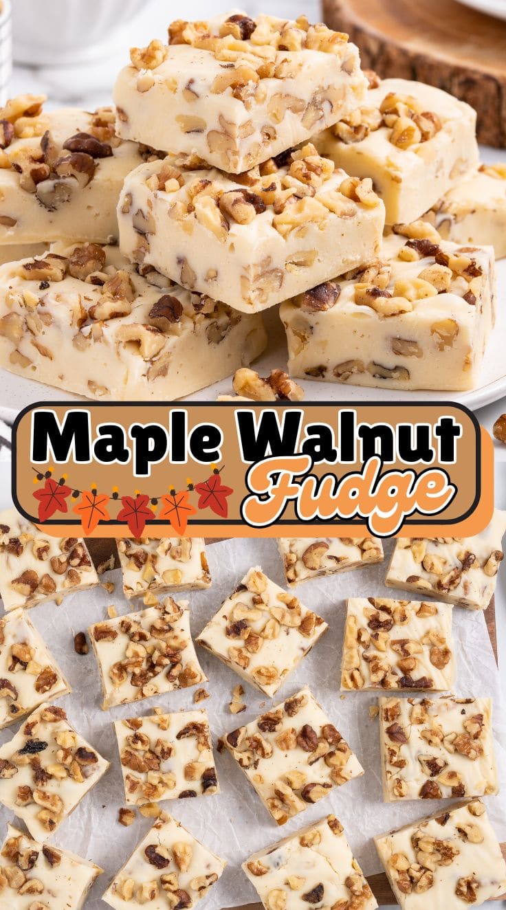 A bunch of Maple Walnut Fudge scattered on a parchment paper