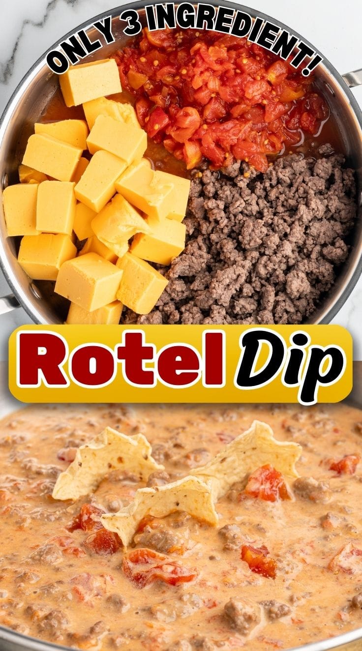 Rotel Dip ingredients in a skillet.
