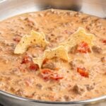 rotel dip in a pan.