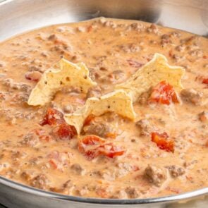 rotel dip in a pan.