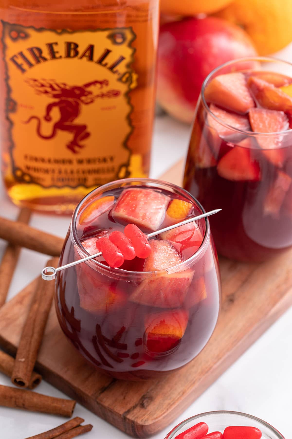 sangria in a glass with fireball.