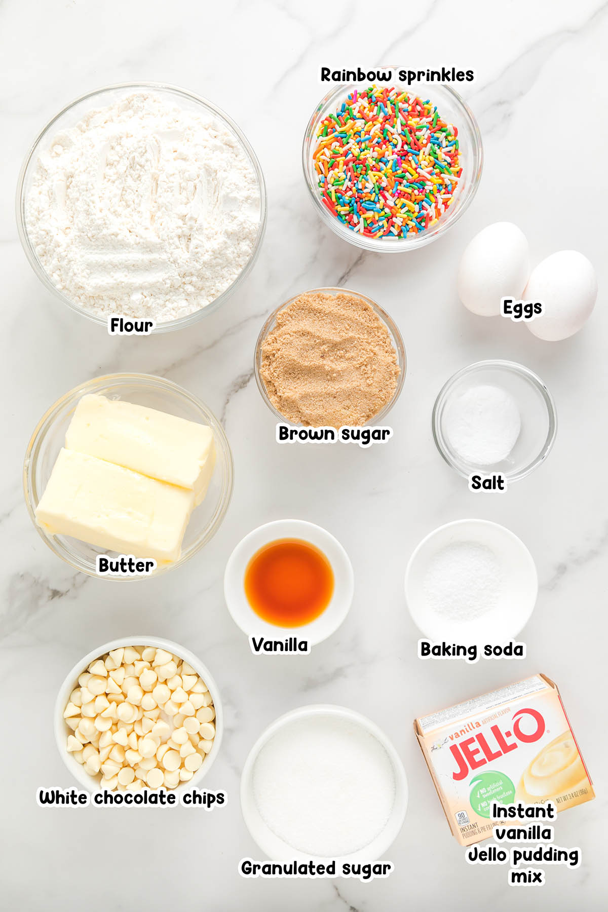 Birthday Jello Pudding Cookies ingredients.