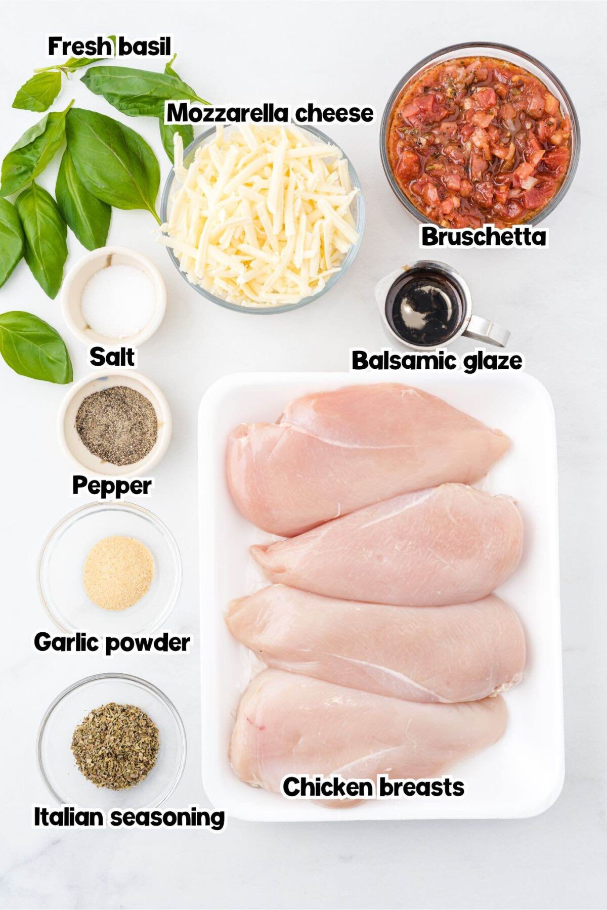 bruschetta chicken bake ingredients.