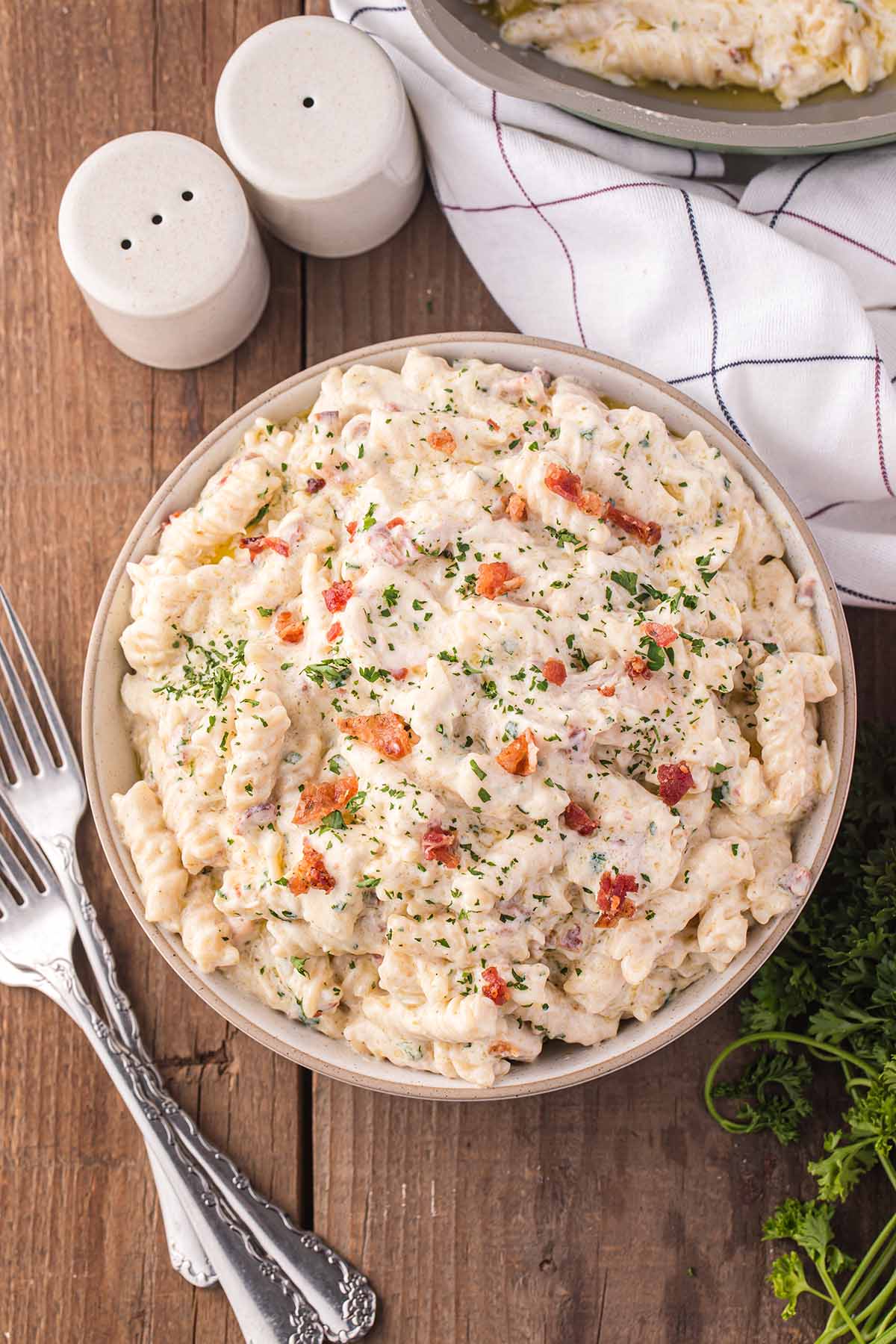 Chicken Bacon Ranch Pasta in a large bowl.