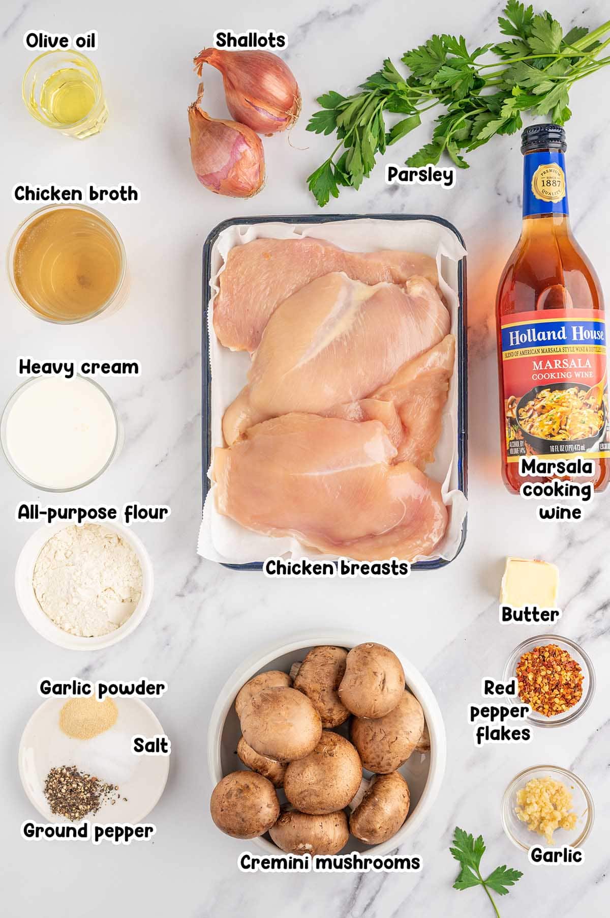 Easy Chicken Marsala ingredients.