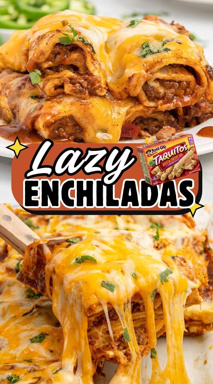 A server lifting a piece of Lazy Enchiladas with melted and stretched cheese