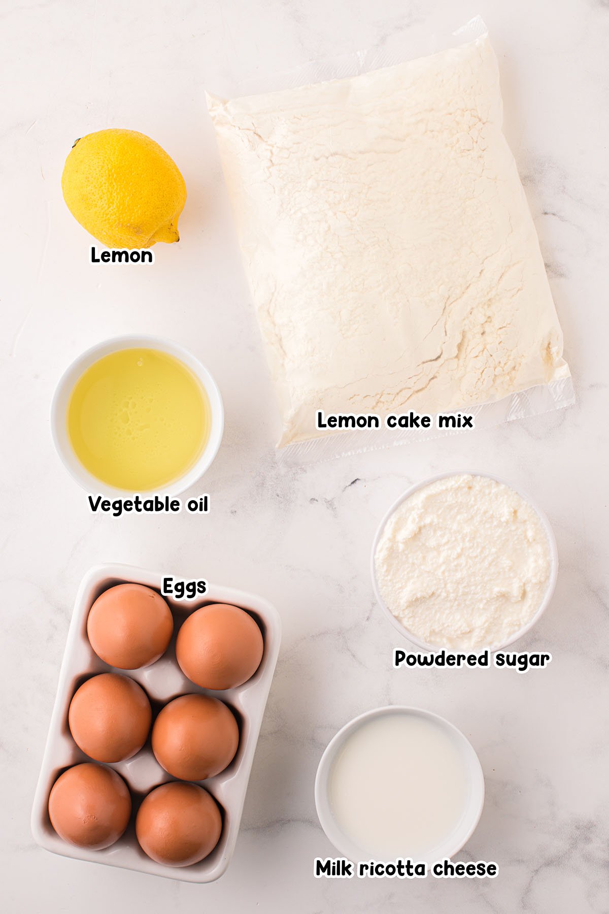 Lemon Ricotta Cake ingredients.