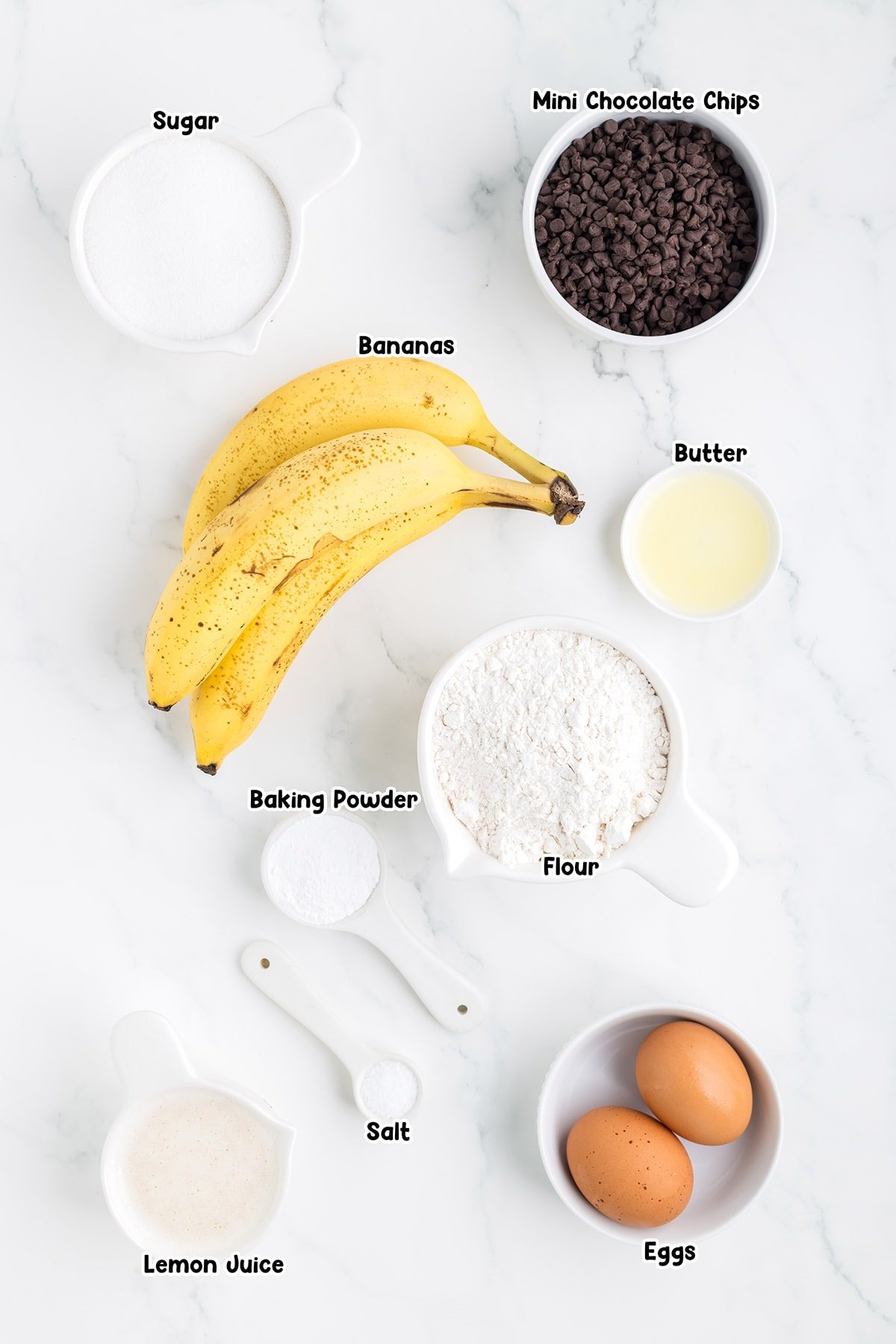Mini Banana Bread Muffins ingredients.