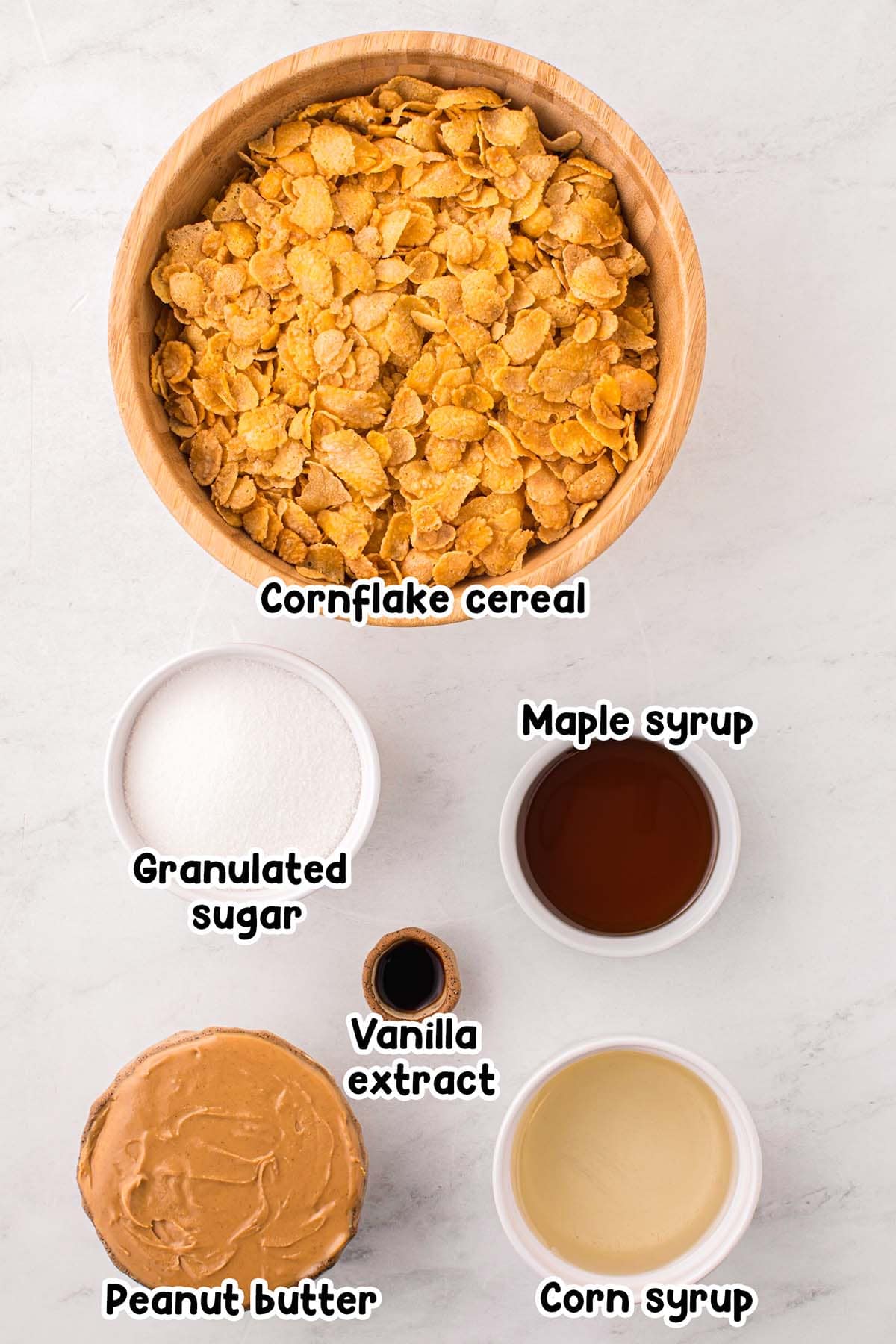 Peanut Butter Cornflake Cookies ingredients.