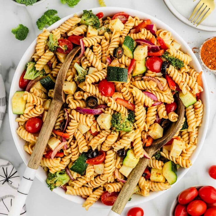 Salad Supreme Pasta Salad on the table.