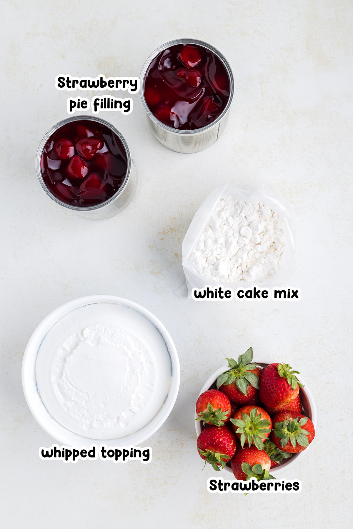 Strawberry Shortcake Poke Cake ingredients.