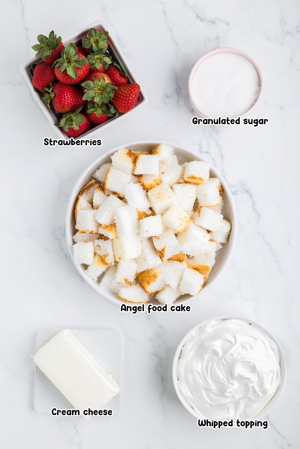 Strawberry Shortcake Trifle ingredients. 