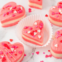 Valentine Hearts Fudge with sprinkles.