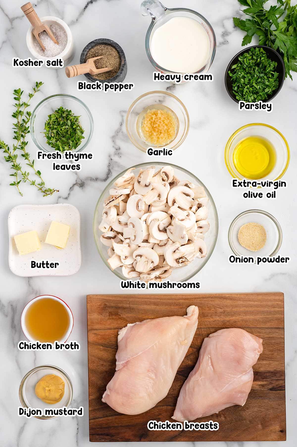 Cream of Mushroom Chicken ingredients.