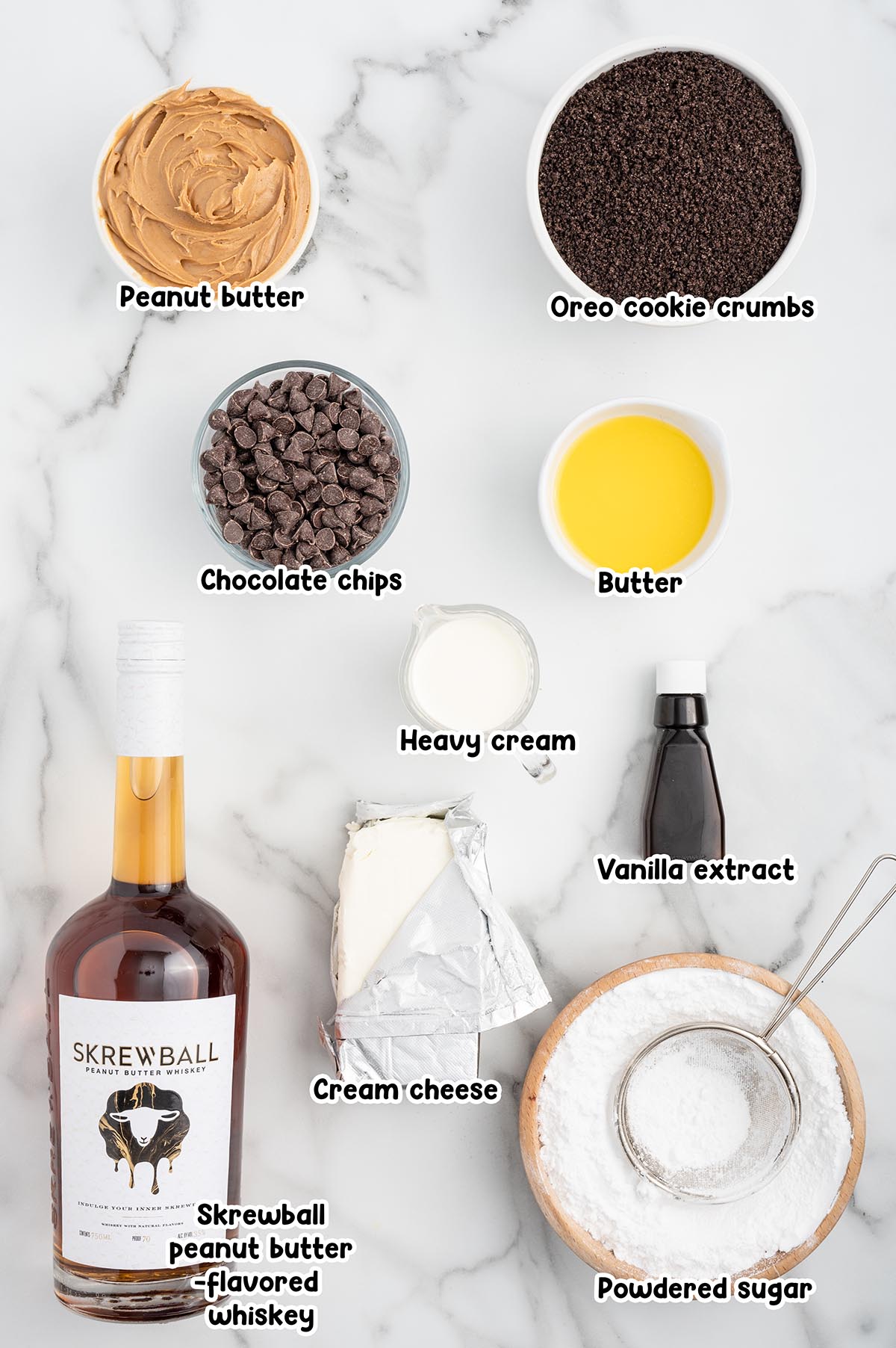 Skrewball Pie ingredients.