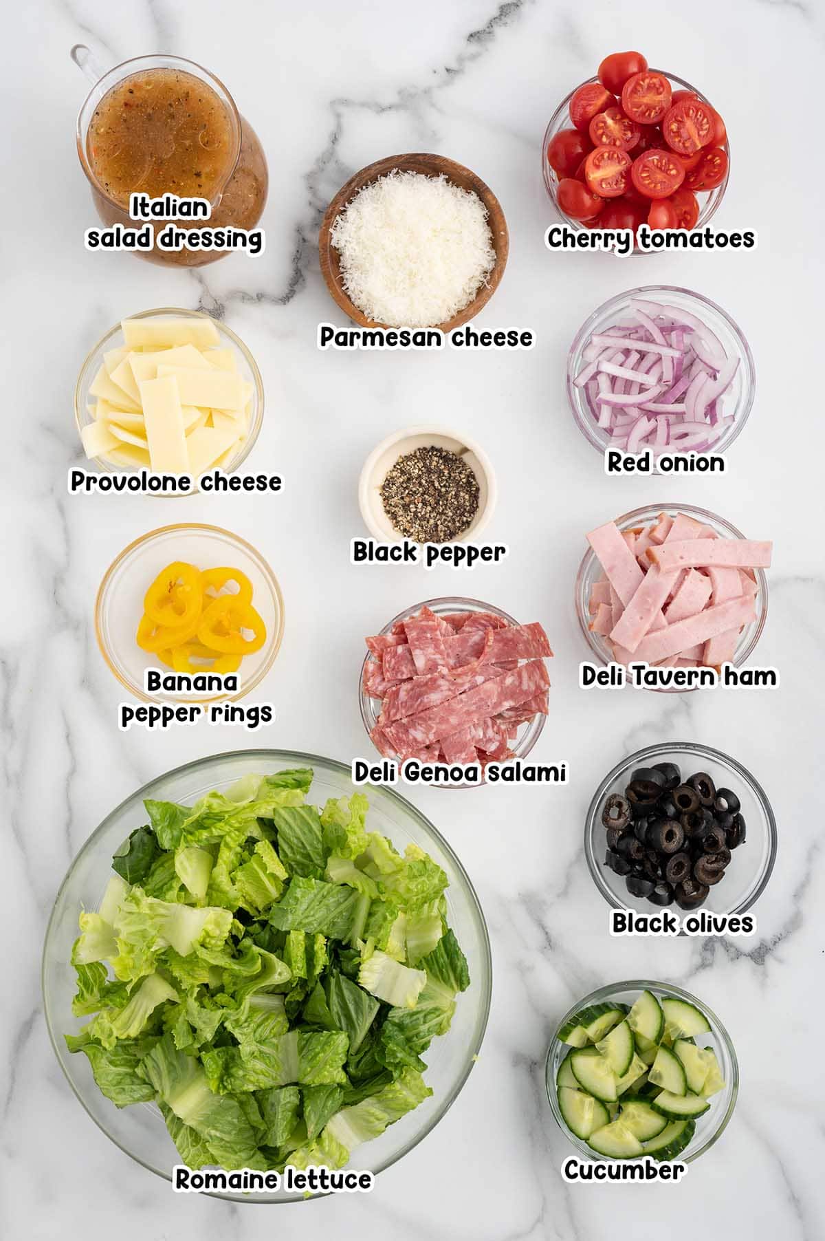 Sub Sandwich in a Bowl ingredients.