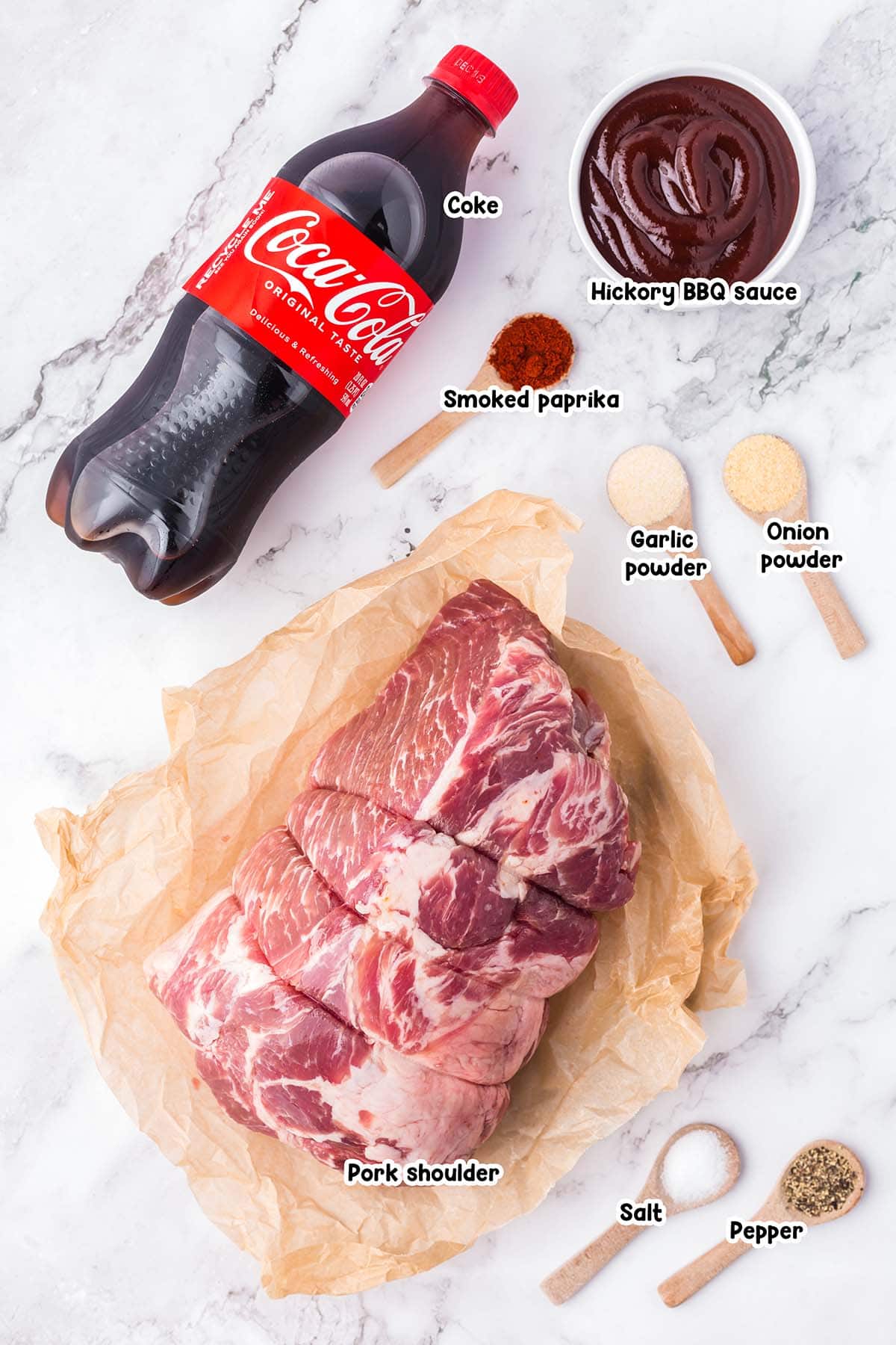 Crockpot Coca-Cola Pulled Pork ingredients.