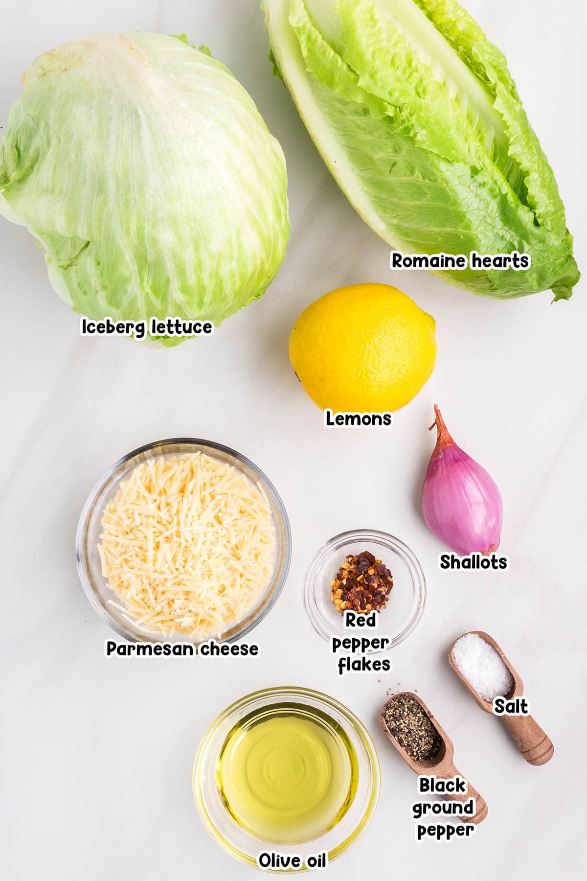 Lemon Parmesan Salad ingredients.