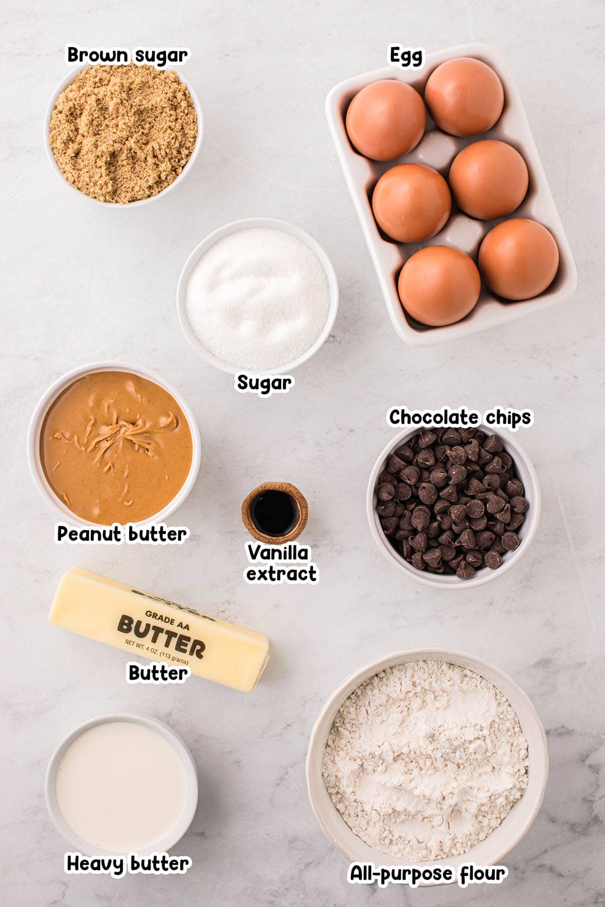 Peanut Butter Thumbprint Cookies ingredients.
