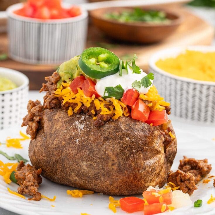 Taco Potatoes on a white plate.