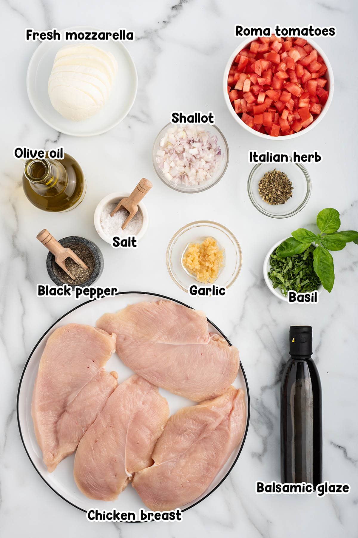 Bruschetta Chicken ingredients.