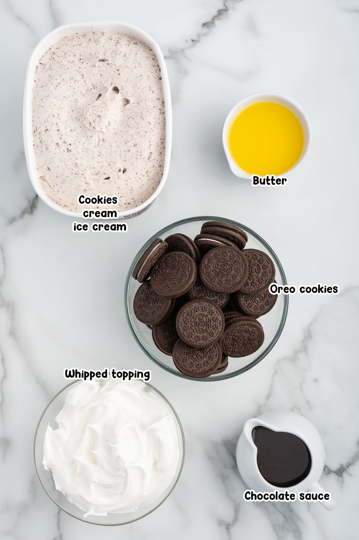 Ice Cream Pie ingredients.