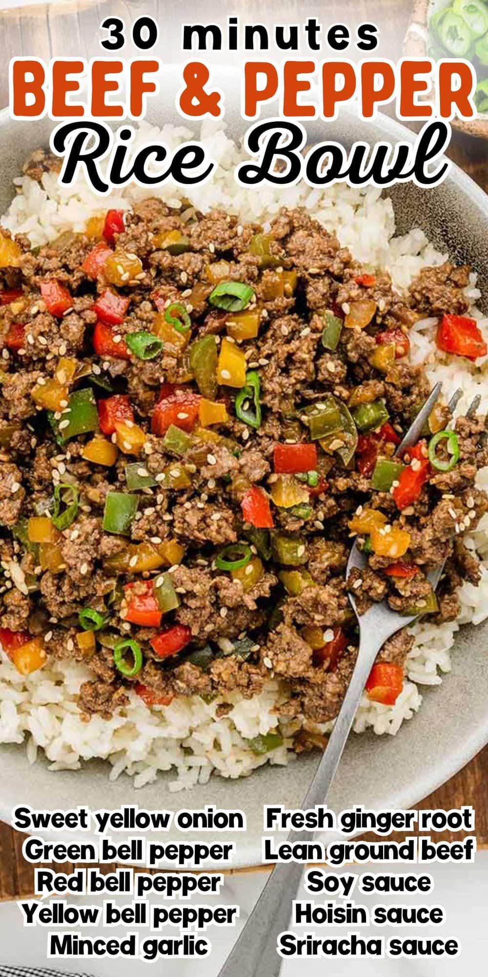 Beef and Pepper Rice Bowl pinterest