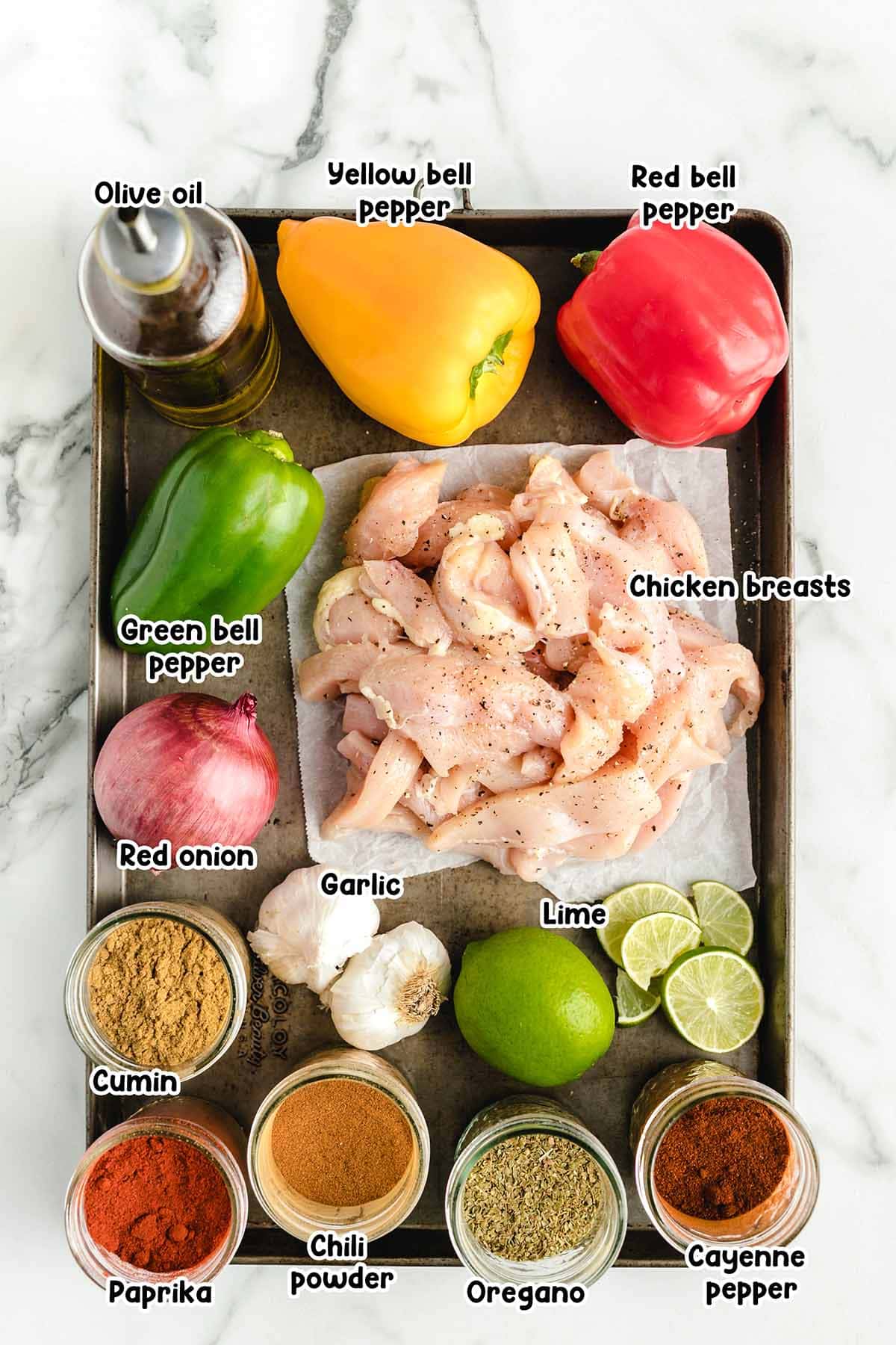 chicken fajita ingredients.