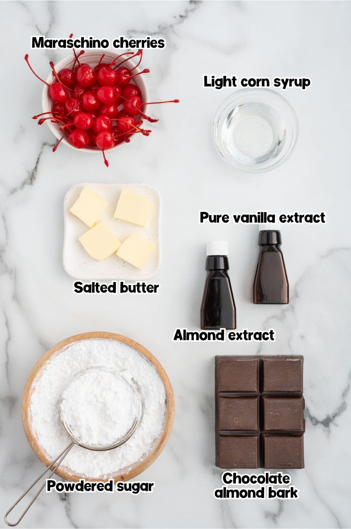 Chocolate Covered Cherries ingredients.