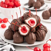 Chocolate Covered Cherries on the plate.