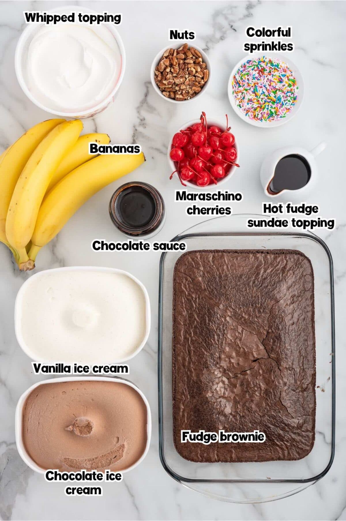 Ice Cream Sundae Trifle ingredients.