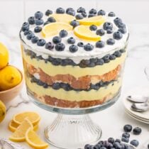 Lemon Blueberry Trifle on the table.
