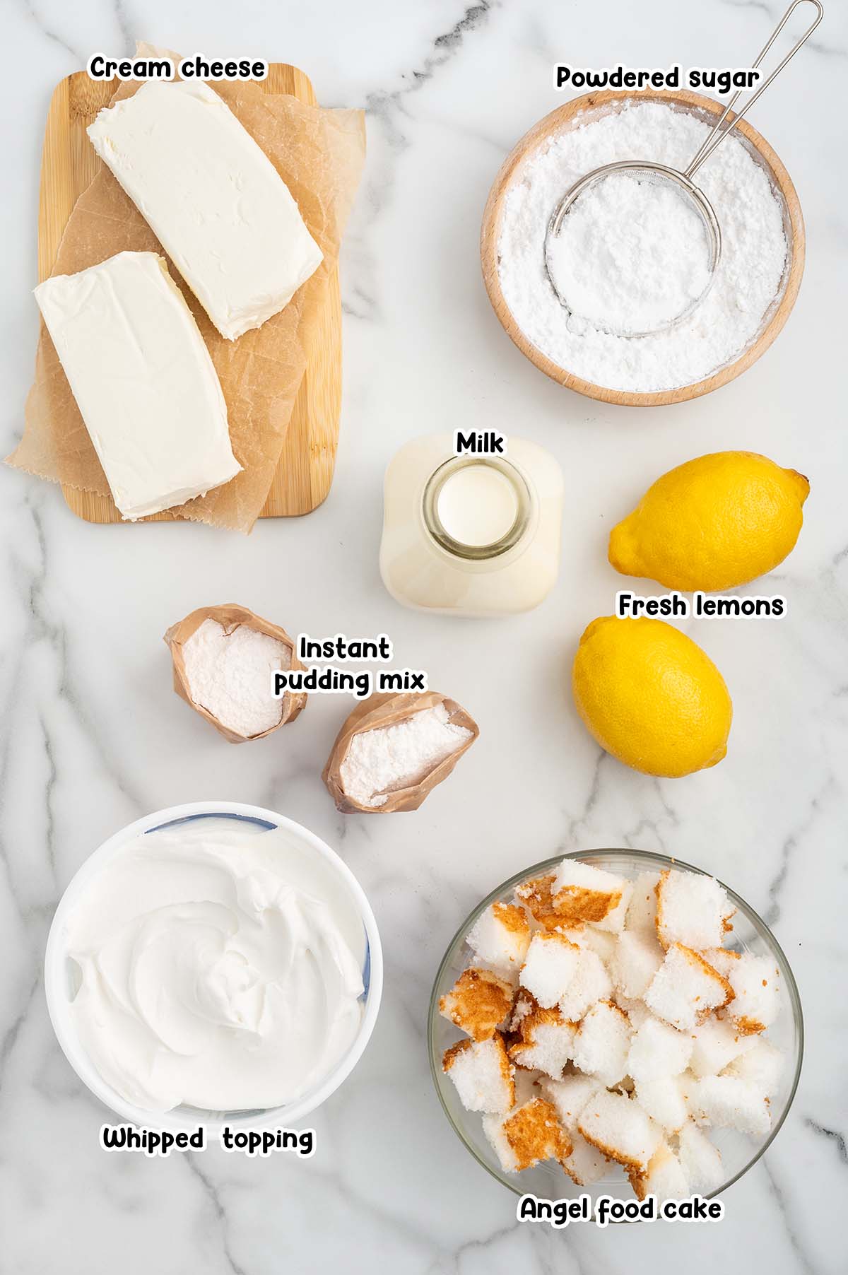 Lemon Trifle ingredients.