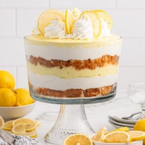 Lemon Trifle with toppings.