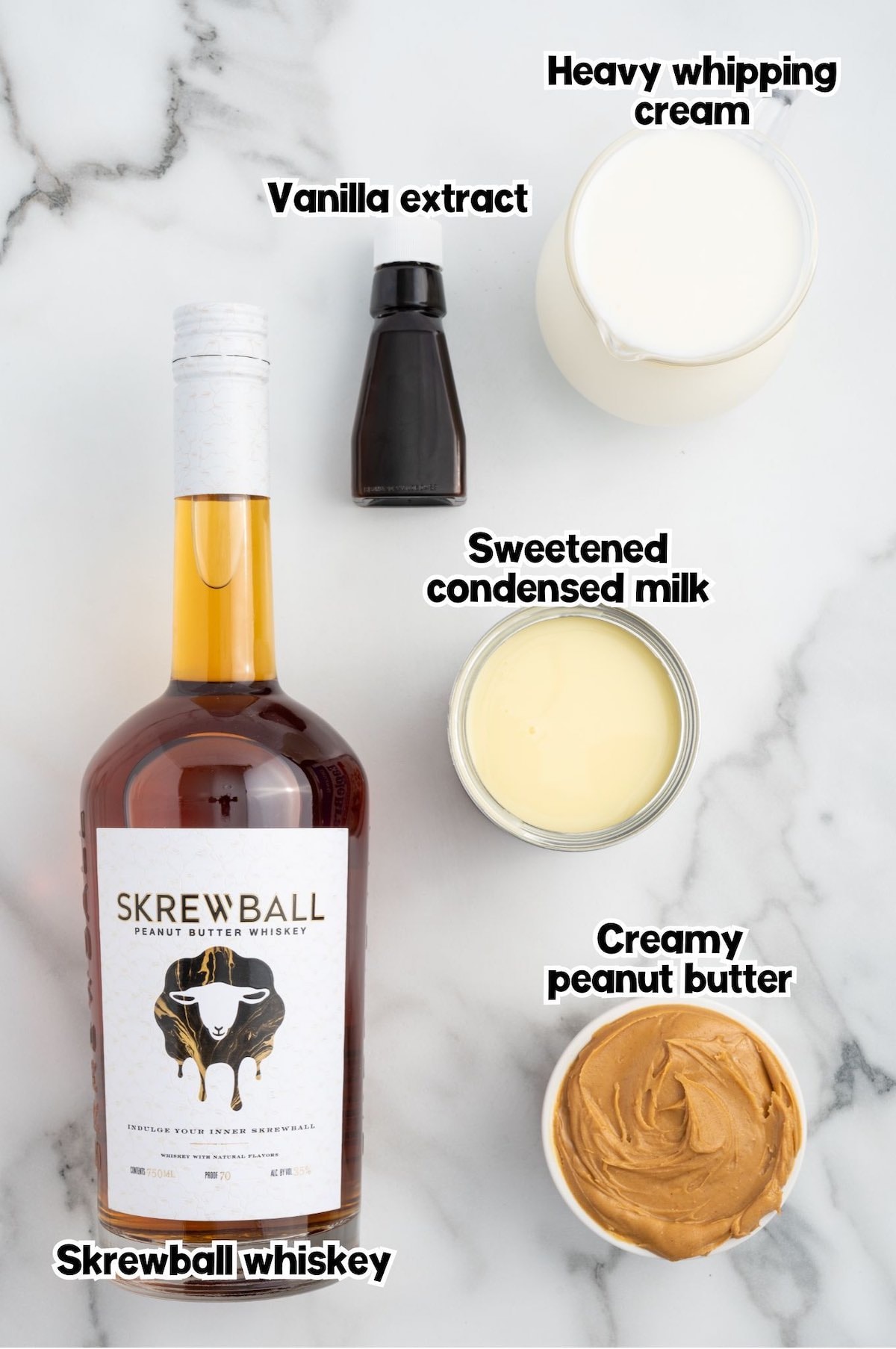 Skrewball Whiskey Ice Cream ingredients.