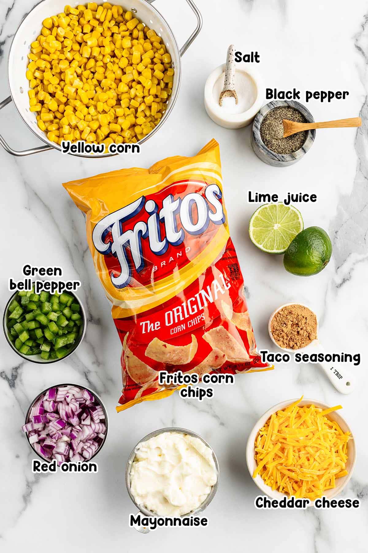 Fritos Corn Salad ingredients.