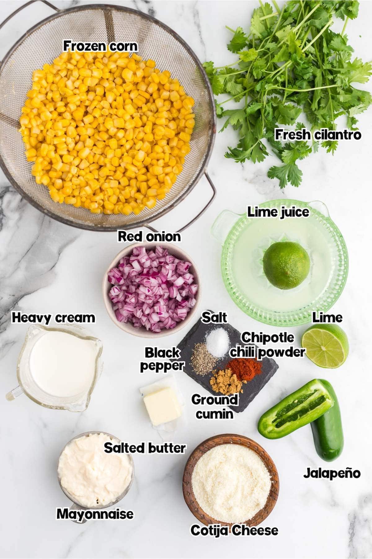 mexican corn salad ingredients.