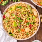 a bowl of Ramen Noodle Stir Fry on the table.