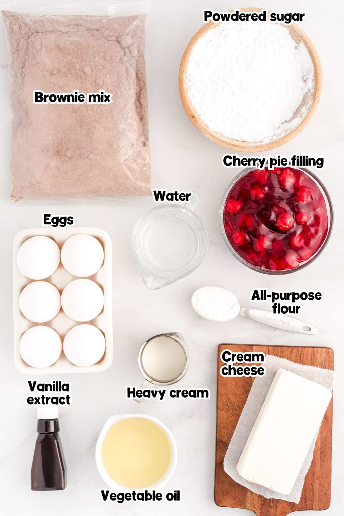 Cherry Cheesecake Brownies ingredients.
