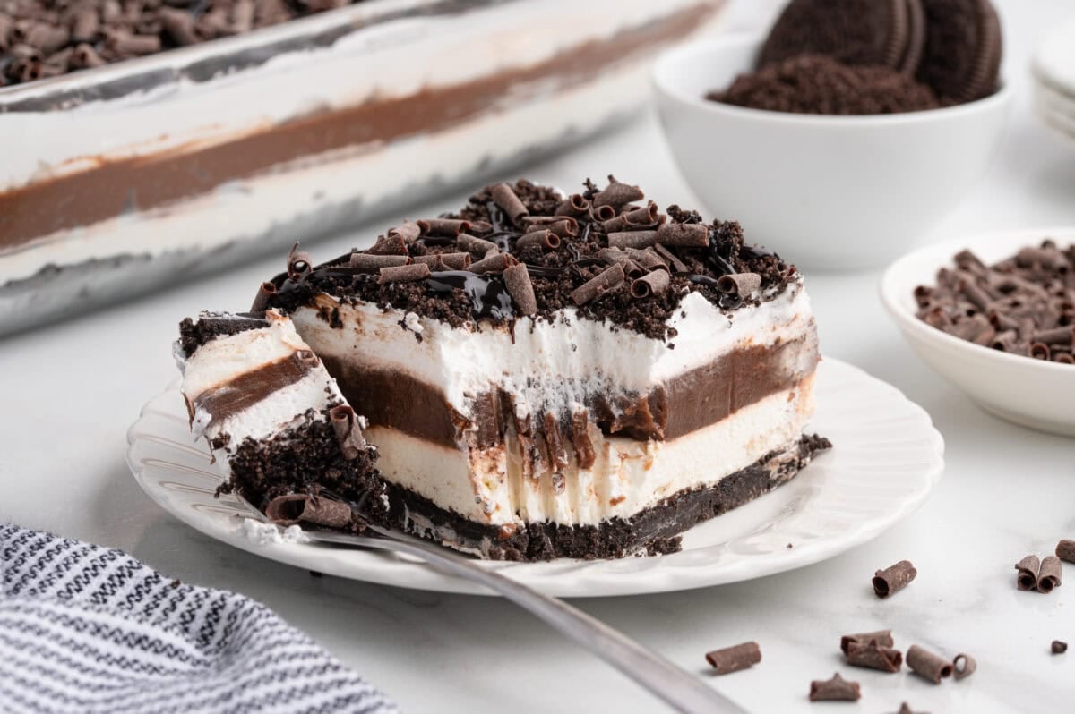 chocolate lasagna with a bite