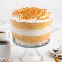 Pumpkin Trifle with whipped topping and pumpkin spice.