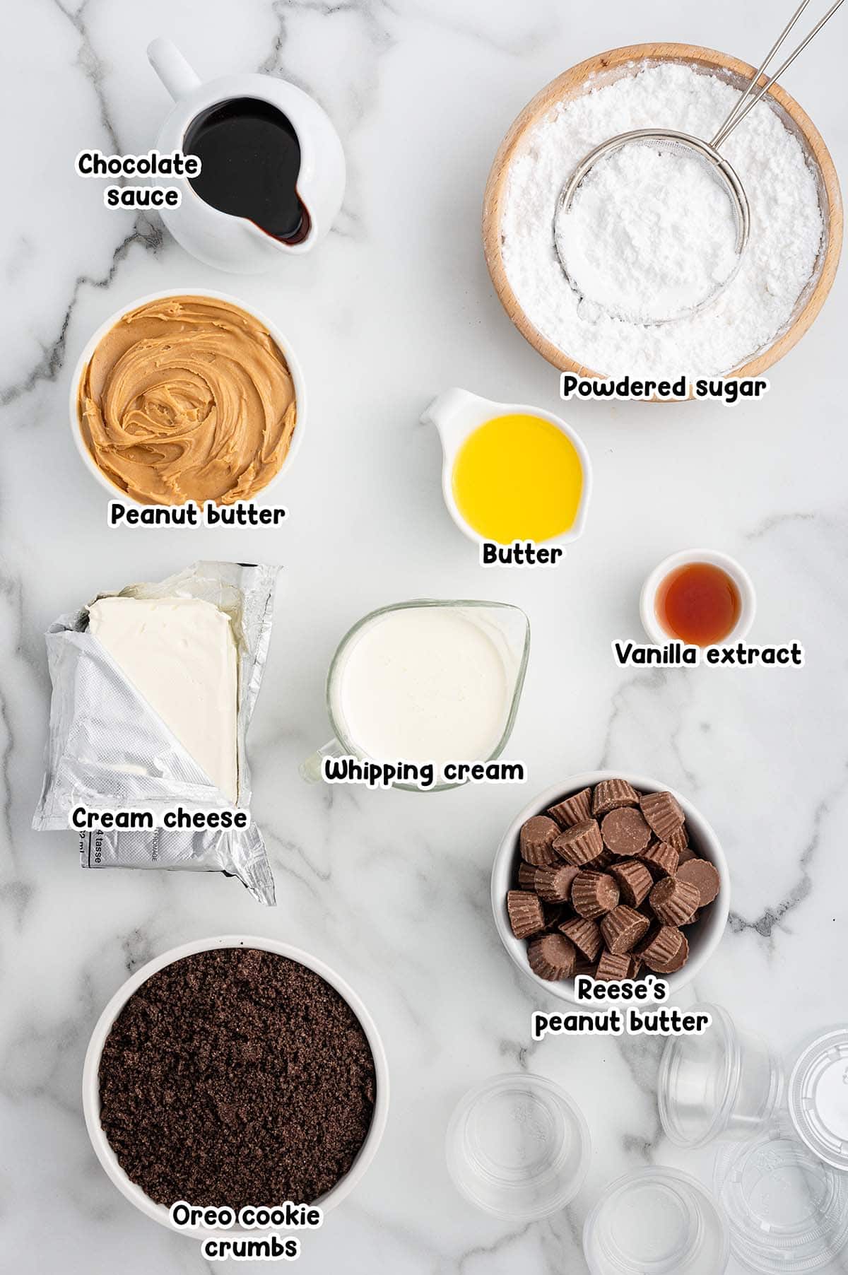Chocolate Peanut Butter Dessert Cups ingredients.