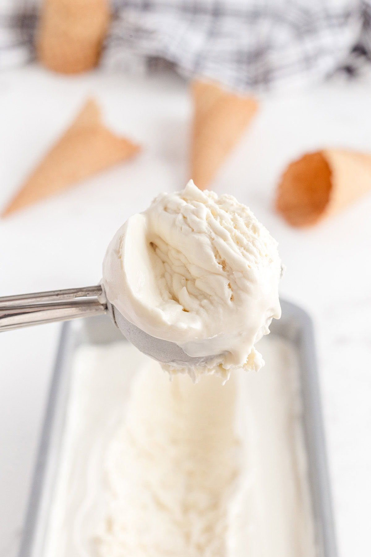 a scoop of vanilla ice cream.