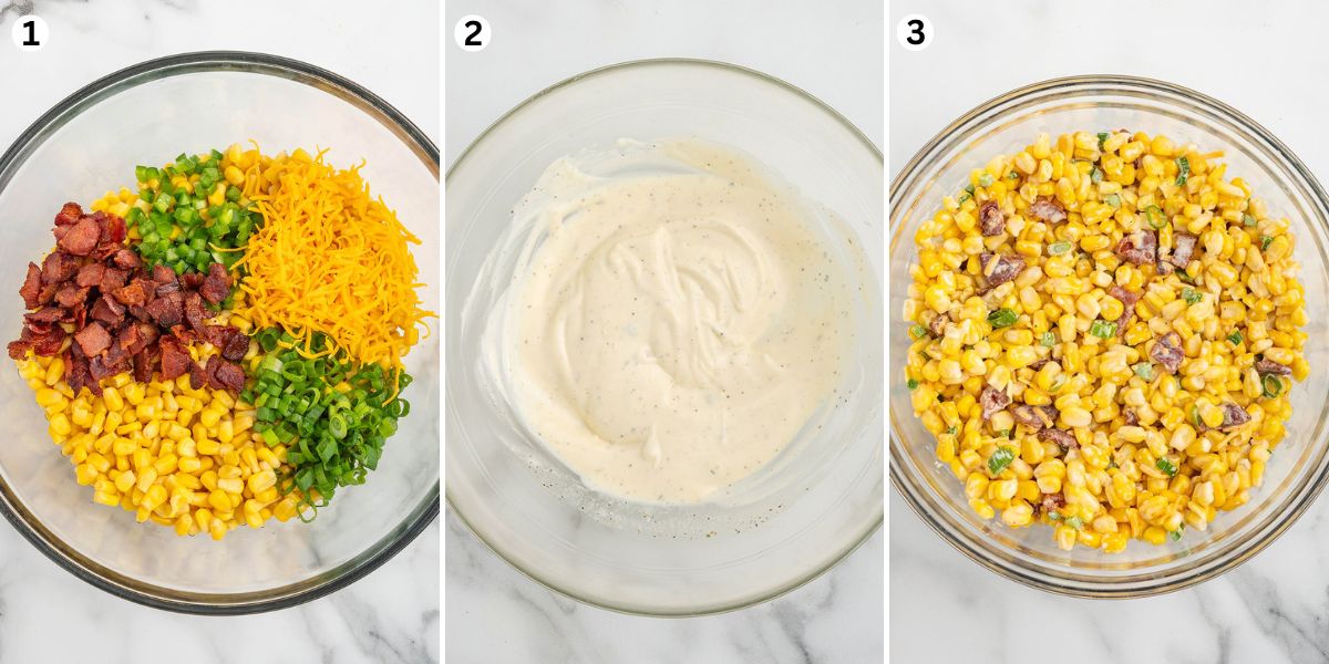 Combine the corn, onions, jalapeno pepper, and cheese. Stir together the ranch dressing. Add the ranch dressing to the corn mixture and stir to fully coat.